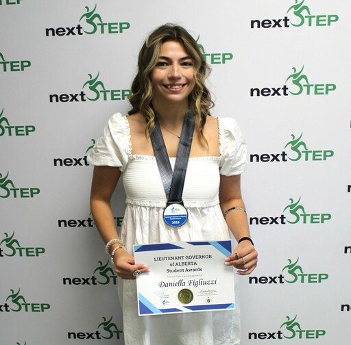 Daniella Figliuzzi, a Grade 12 student at Next Step, won a Lieutenant Governor of Alberta Student Award in September 2023.