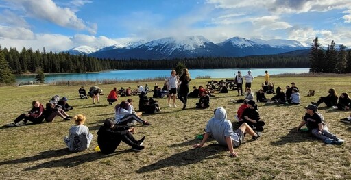 Clover Bar Junior High students in the Sport for Life program take part in an activity at Lake Annette on a field trip in Jasper.