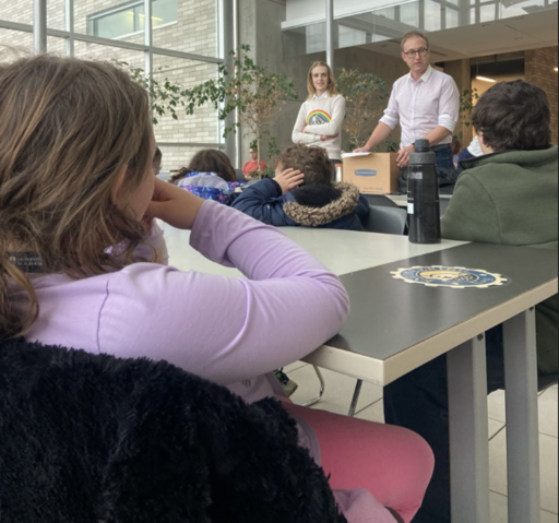 Structural engineer and University of Alberta Senator Cameron Franchuk speaks with Andrew School students during one of their U School visits.