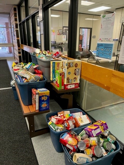 Clover Bar Junior High students collect food bank donations during a reverse advent collection drive
