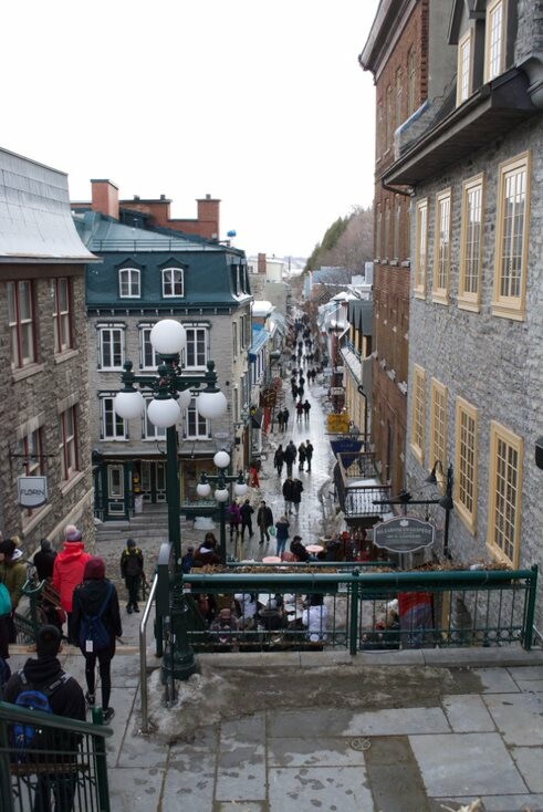 F.R. Haythorne Junior High students venture down the Breakneck Stairs in Quebec City during a past trip to Eastern Canada.