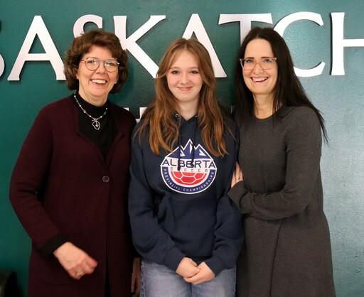 FHS mathematics Honours teacher Alice Orchard, student Addison Harder, and English language arts Honours teacher Renetta Peddle.