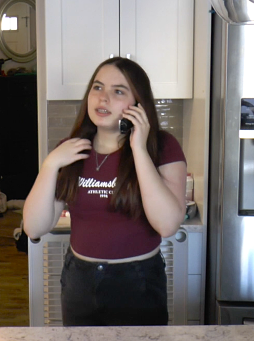 Alyssa Goebel, a Grade 9 student in the film production program at F.R. Haythorne Junior High, acts in a film called The Sleepover, which explores the genres split screen and thriller.
