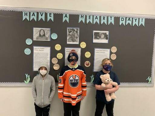 Fort Saskatchewan Elementary Grade 3 panelists Owen Weigel, Matthew Pluta and April Savoy. Missing is Felicity Laycraft.