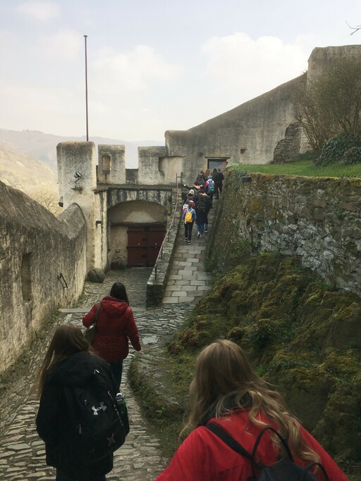 Salisbury Composite High students from the previous two-week German exchange trip venture up the steps of the medieval castle Marksburg in the town of Braubach, Germany.