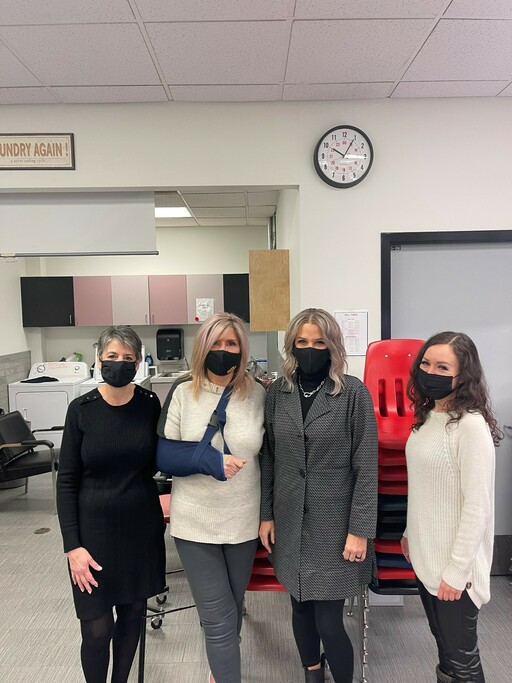 L-R: Cynthia Bernier, Director, International Academy of Esthetics; Zena Duguid, CTS Department Head and Lisa Bader, Cosmetology & Esthetics teacher, SAL; Brittyn Nicoll, International Academy of Esthetics