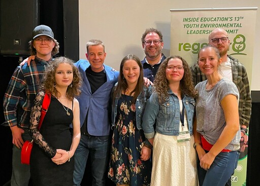 Vegreville Composite High students and their school liaisons meet with keynote speaker Colin Angus at the 13th annual Regenerate Forest and Wildlife Youth Summit.